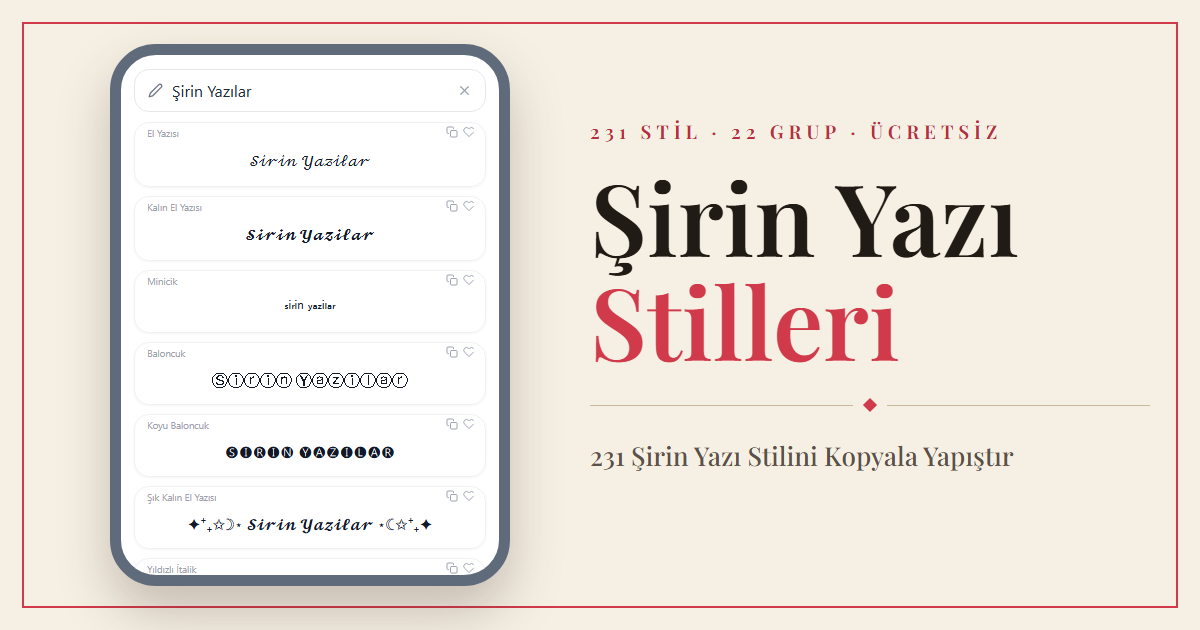 Şirin Yazı Stilleri — 231 Şirin Yazı Stilini Kopyala Yapıştır