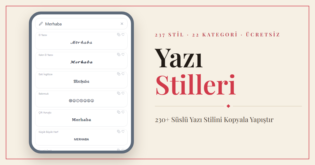 Yazı Stilleri — Kopyala Yapıştır 230+ Şekilli Yazı Stili
